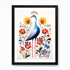 Scandinavian Bird Illustration Stork 2 Art Print