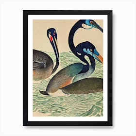 Pelican Eel Vintage Graphic Watercolour Art Print