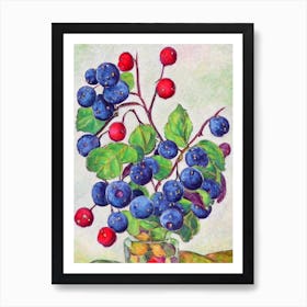 Salal Berry Vintage Sketch Fruit Art Print