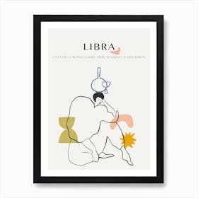 Libra Zodiac Sign One Line Art Print