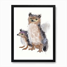 Eaglets  Watercolour Childrens Drawing 2watercolour Art Print