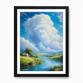 Cumulus Clouds Billowing Gentle Giants Against A Backdrop Of Vivid Azure Sky Tower Over A Varied Art Print