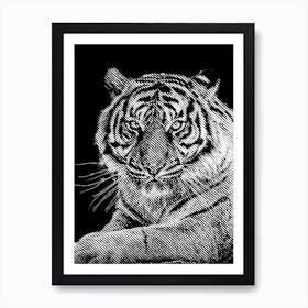 Tiger Close Up BW in my Line Illustration Art Print