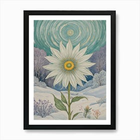 White Flower In The Snow Art Print