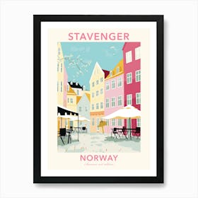 Stavenger, Norway, Flat Pastels Tones Illustration 4 Poster Art Print