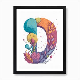 Colorful Letter D Illustration 67 Art Print