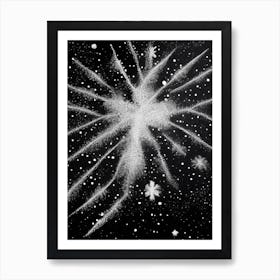 Diamond Dust, Snowflakes, Black & White 5 Art Print
