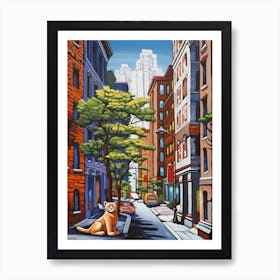 Painting Of New York With A Cat In The Style Of Post Modernism 4 Art Print