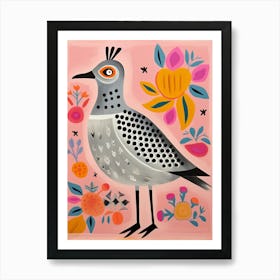 Pink Scandi Grey Plover 1 Art Print