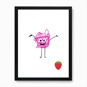 Strawberry.A work of art. Children's rooms. Nursery. A simple, expressive and educational artistic style. Art Print