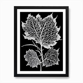 Wild Mustard Leaf Linocut 1 Art Print