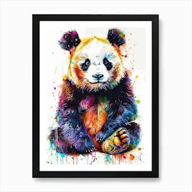Panda Colourful Watercolour 3 Art Print