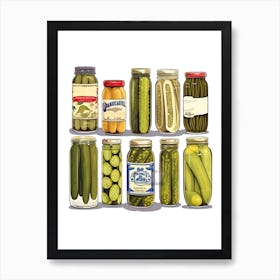 Pickles And Pickles Jars Illustration 3 Art Print