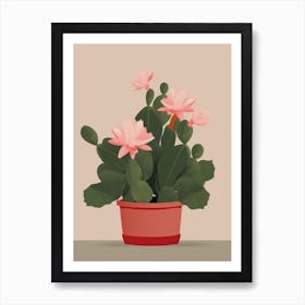 Easter Cactus Illustration 3 Art Print