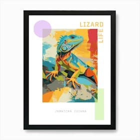 Turquoise Jamaican Iguana Abstract Modern Illustration 3 Poster Art Print