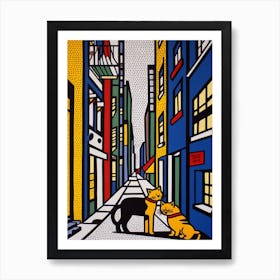 Painting Of New York With A Cat In The Style Of Pop Art, Illustration Style 3 Poster