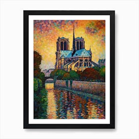 Notre Dame Paris France Paul Signac Style 5 Art Print