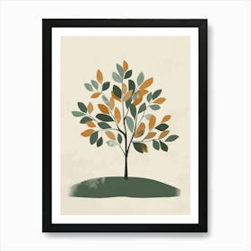 Chestnut Tree Minimal Japandi Illustration 1 Art Print