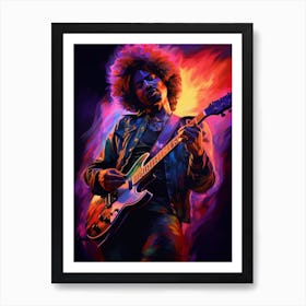 Jimi Hendrix Neon Lights 7 Art Print