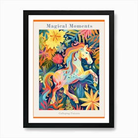 Floral Unicorn Galloping Fauvism Inspired 2 Poster Art Print