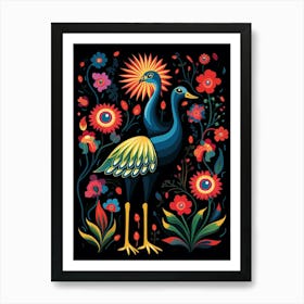 Folk Bird Illustration Emu 2 Art Print