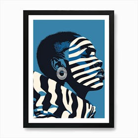 African Woman With Zebra Stripes Art Print