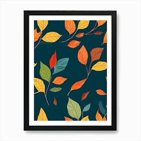 Autumn Leaves Seamless Pattern 11 Art Print