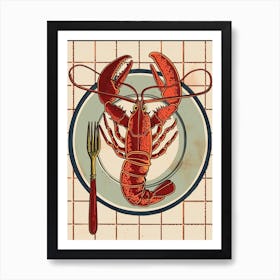 Lobster On A Plate Art Deco Inspired 2 Art Print