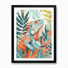 Turquoise Jamaican Iguana Abstract Modern Illustration 6 Art Print