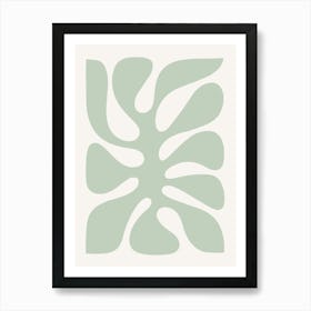 Minimal Abstract Retro Monstera Pastel Sage Green 1/2 Poster