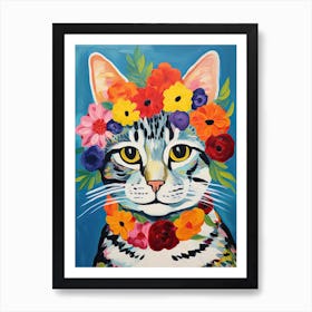 American Shorthair Cat With A Flower Crown Painting Matisse Style 3 Art Print