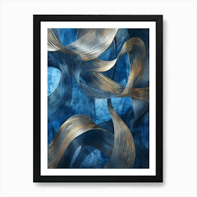 Blue And Gold Swirls Poster