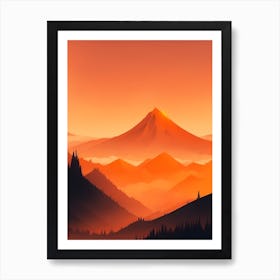 Misty Mountains Vertical Composition In Orange Tone 6 Art Print