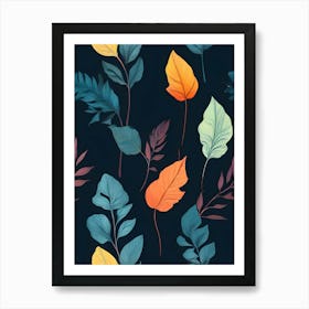 Seamless Pattern Of Leaves Art Print