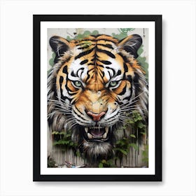 Tiger Art In Street Art Style 2 Art Print