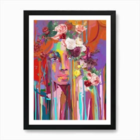 Woman Floral Portrait Art Print