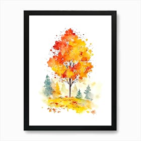 Watercolor Autumn Tree Art Print