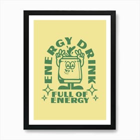 Retro Wall Art Vintage Decor Retro Cartoon Printable Art Retro Vintage Wall Art Energy Drink Trendy Retro Poster Art Print