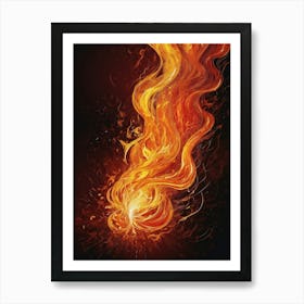 Fire On Black Background 1 Art Print