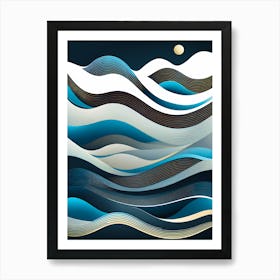 Waves In The Sky, vector art Art Print