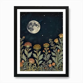 Moon And Flowers Style William Morris 33 Art Print