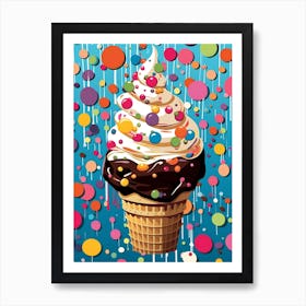 Ice Cream Sunday Rainbow Dots 3 Art Print