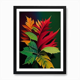 Staghorn Sumac Leaf Vibrant Inspired Art Print