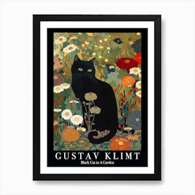 Klimt Black Cat In A Garden Museum Dark Art Print