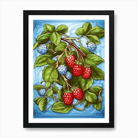 Raspberries Illustration 2 Art Print