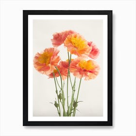 Marigold Flowers Acrylic Painting In Pastel Colours 5 Art Print