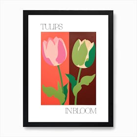 Tulips In Bloom Flowers Bold Illustration 1 Art Print