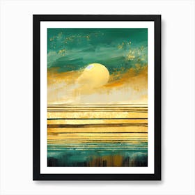 Sunset At The Beach, Golden Sunset Art Print