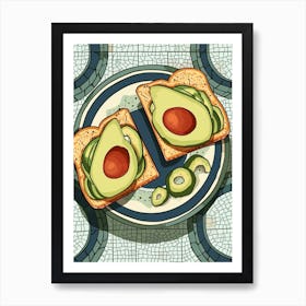 Avocado On Toast Tiled Background 2 Art Print