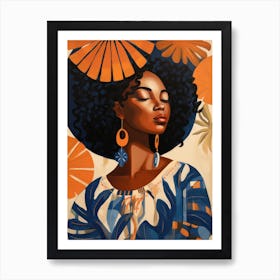 African Woman With Flowers Art Print